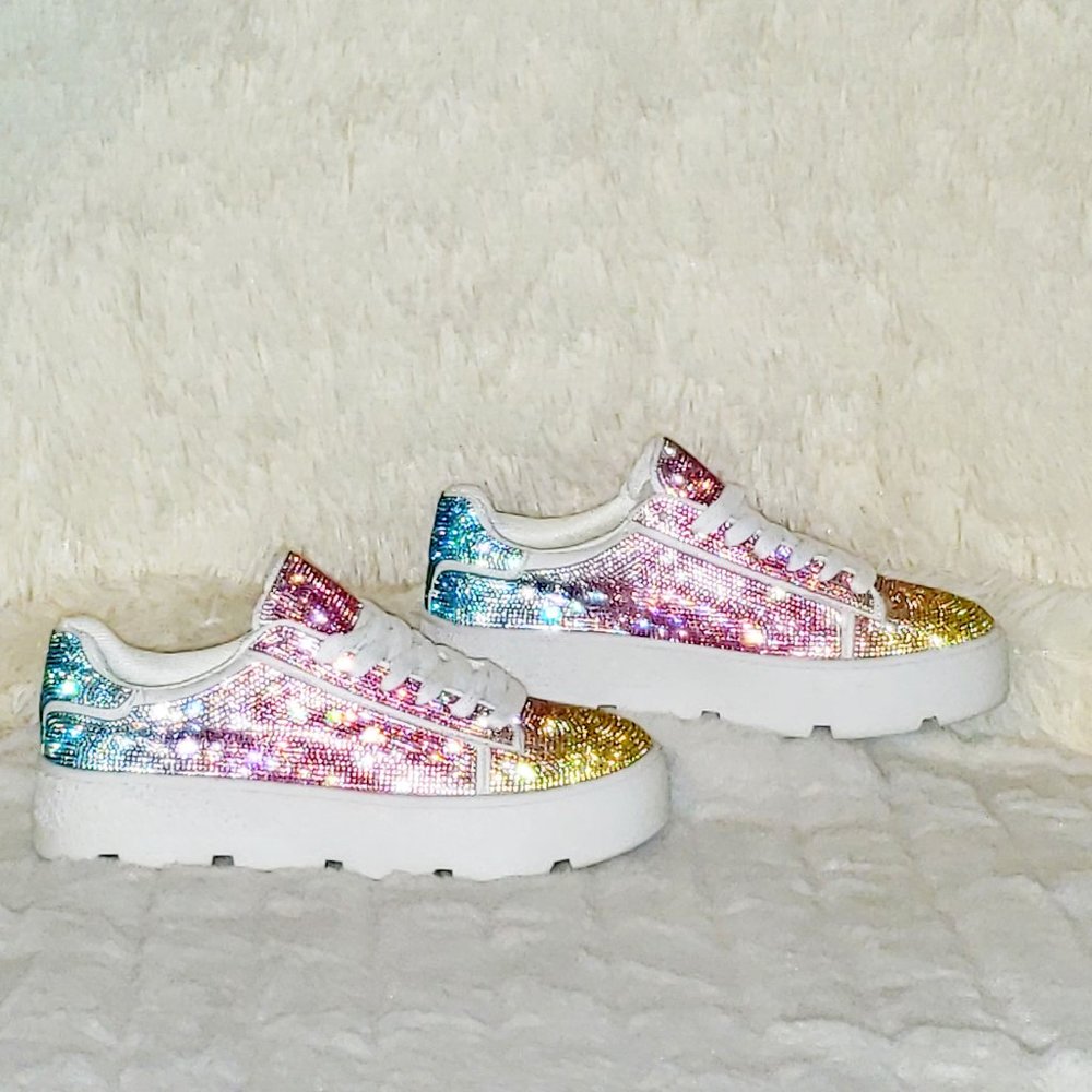 Diamond Queen Ombre Sparkle Rhinestone Platform Sneakers Tennis Shoes